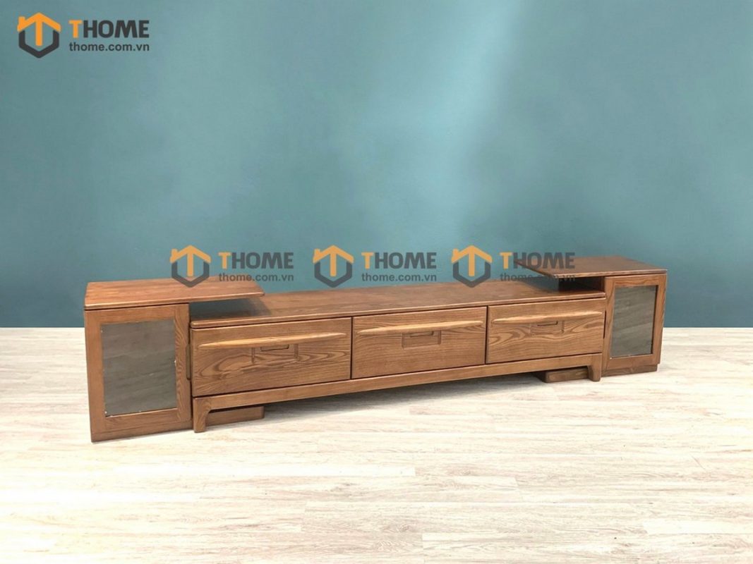 Tủ tivi gỗ sồi tự nhiên DG 2 cánh gương TTV-15SN