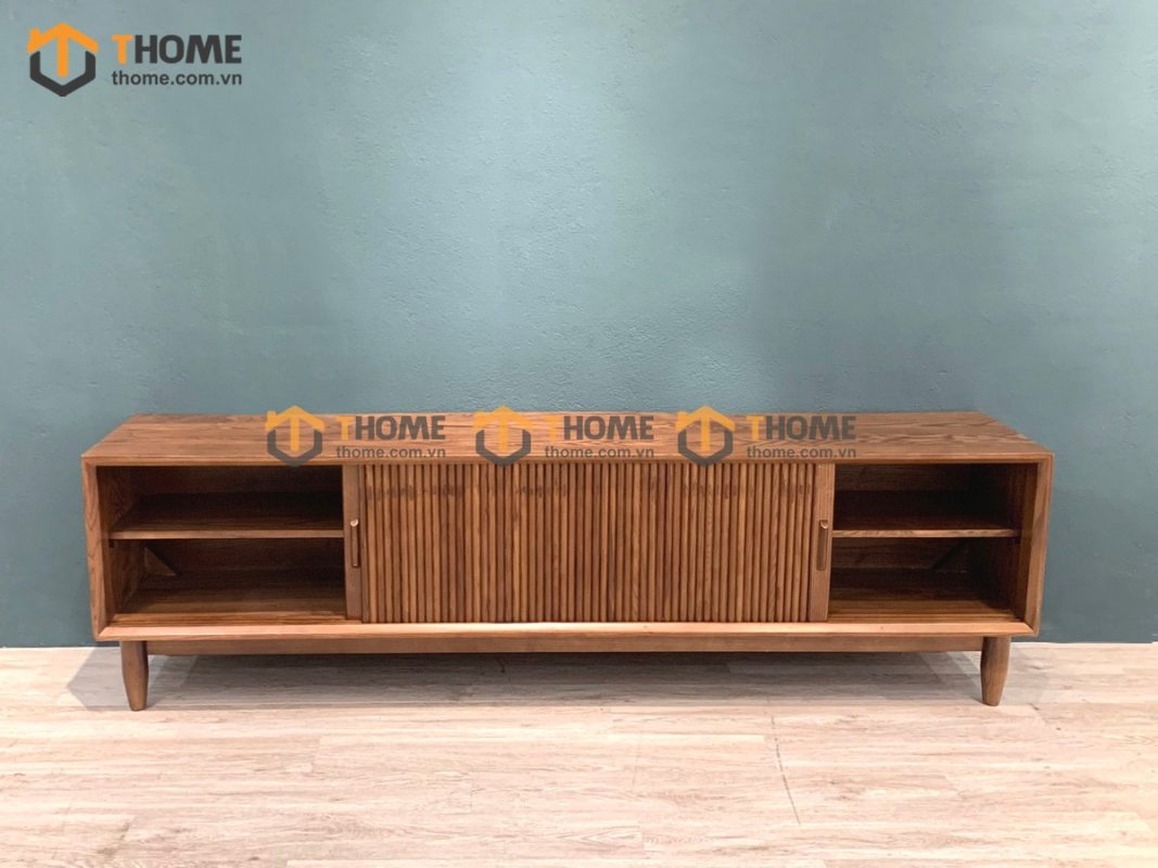 Tủ tivi gỗ sồi tự nhiên DG 2 cánh lùa thấp TTV-16SN