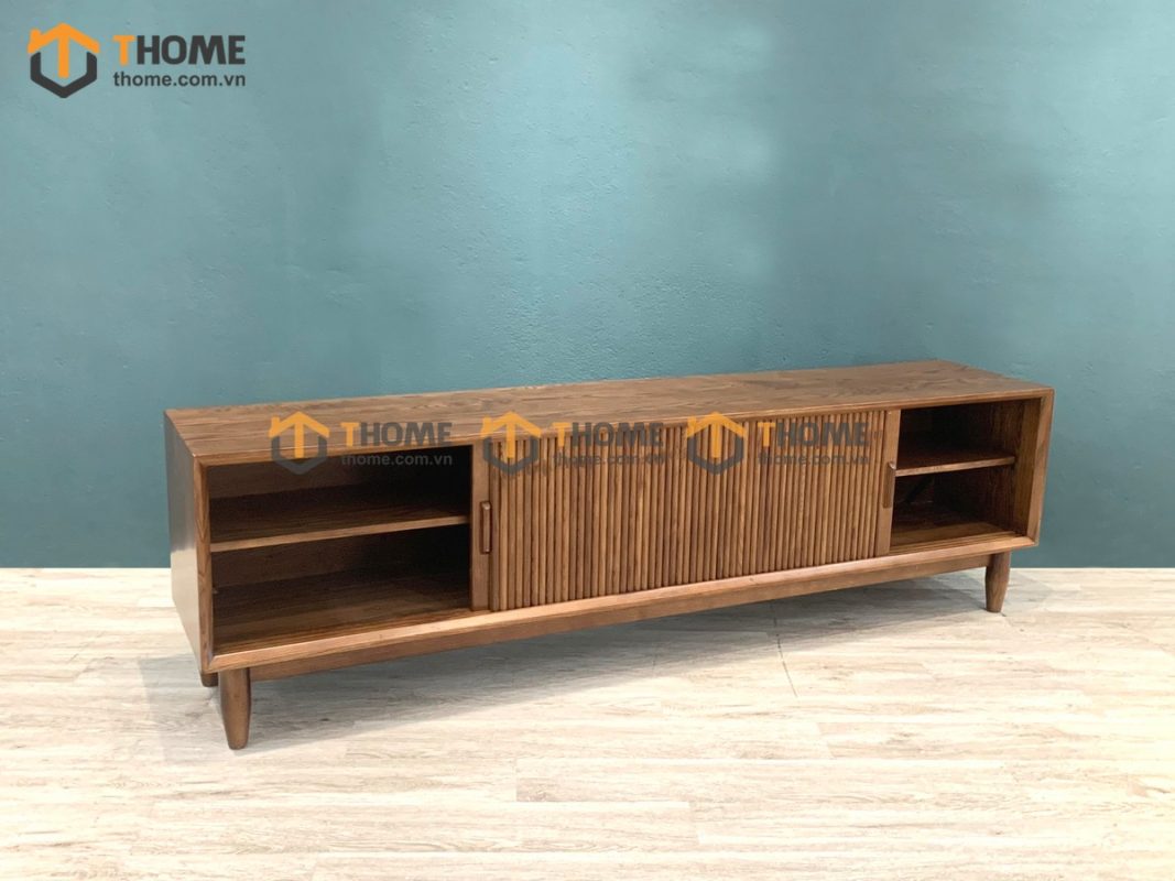 Tủ tivi gỗ sồi tự nhiên DG 2 cánh lùa thấp TTV-16SN