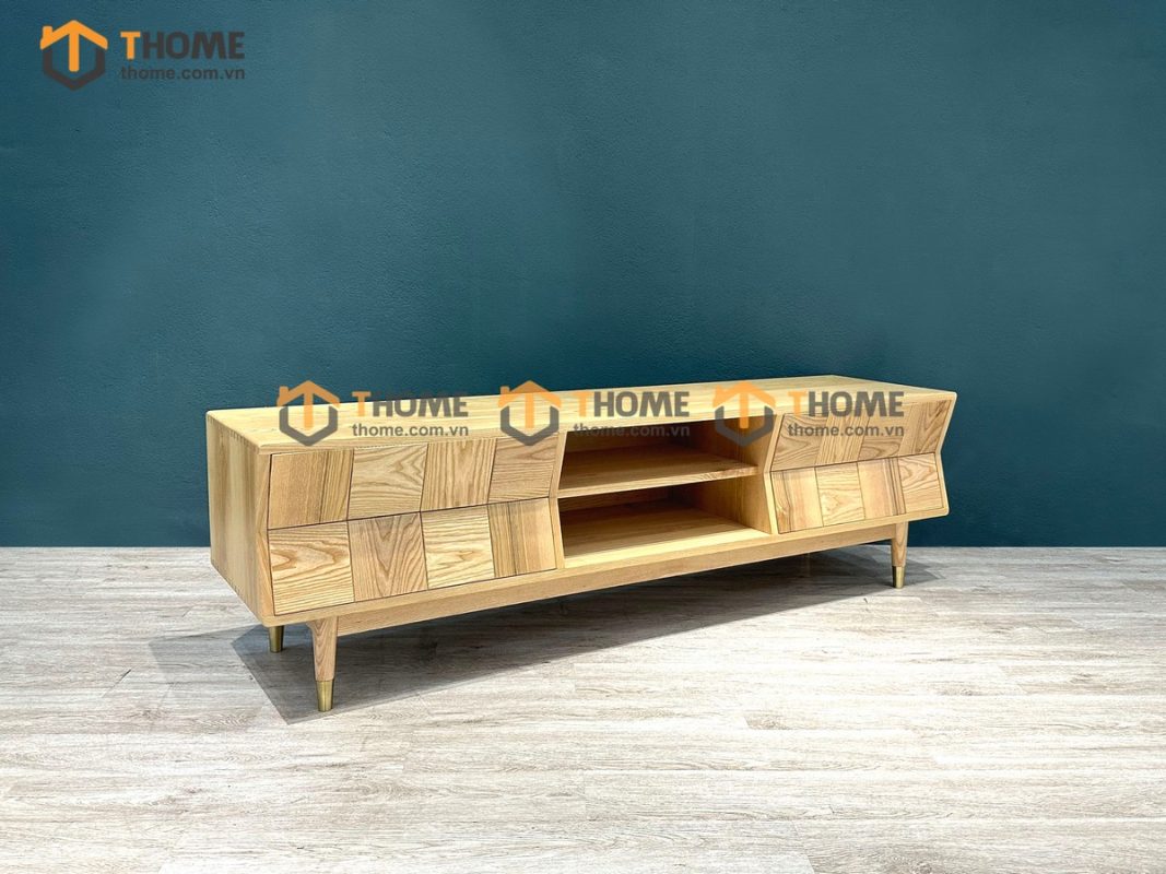 Tủ tivi gỗ sồi tự nhiên Caro 4 hộc kéo gỗ ghép xéo TTV-21SN