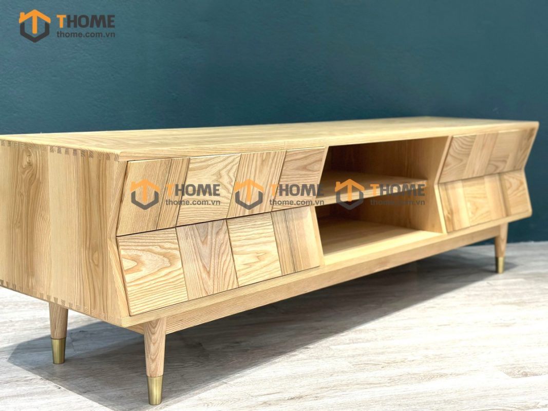 Tủ tivi gỗ sồi tự nhiên Caro 4 hộc kéo gỗ ghép xéo TTV-21SN