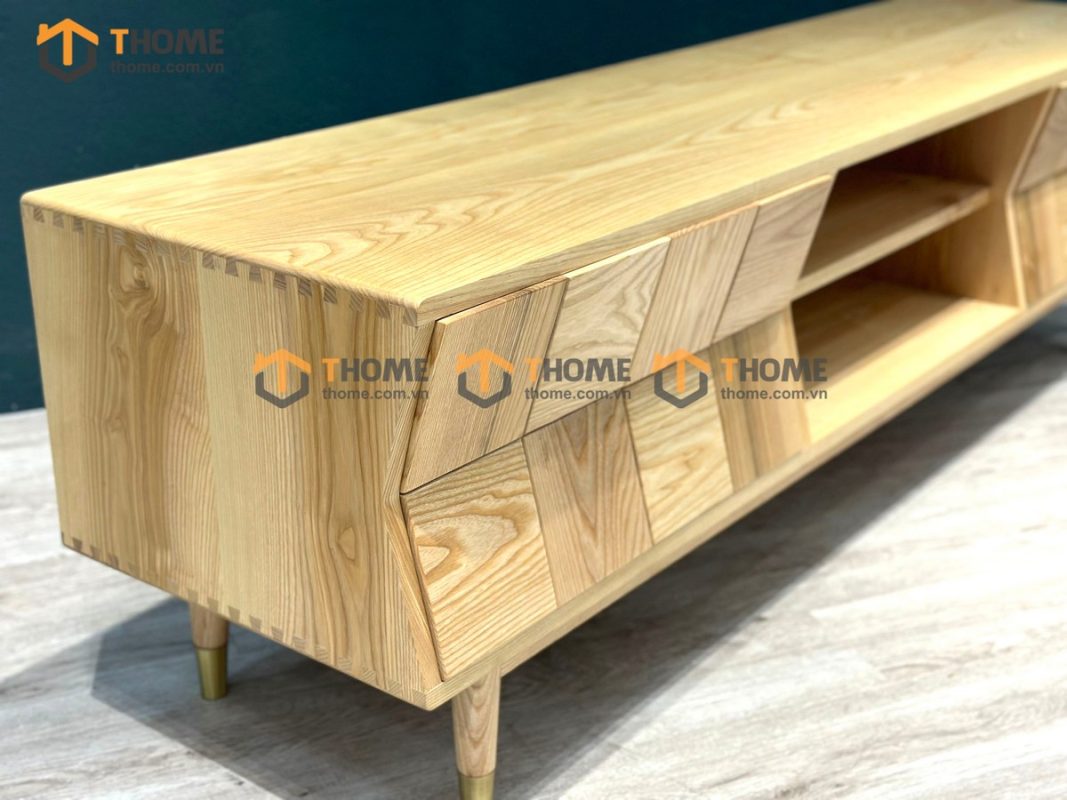 Tủ tivi gỗ sồi tự nhiên Caro 4 hộc kéo gỗ ghép xéo TTV-21SN