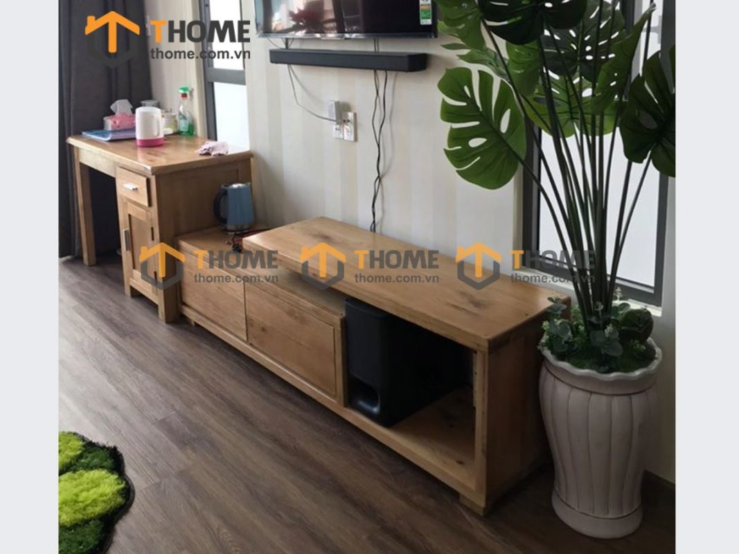 Tủ tivi gỗ sồi tự nhiên Fly 2 hộc kéo TTV-28SM