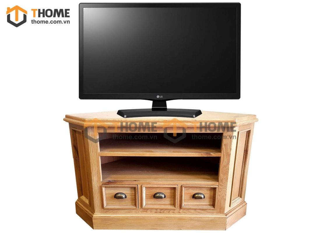 Tủ tivi gỗ sồi tự nhiên góc 3 hộc kéo TTV-16SM