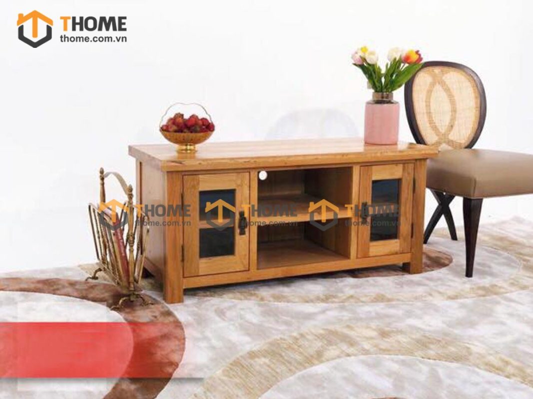 Tủ tivi gỗ sồi tự nhiên Harris 2 cánh kính TTV-04SM