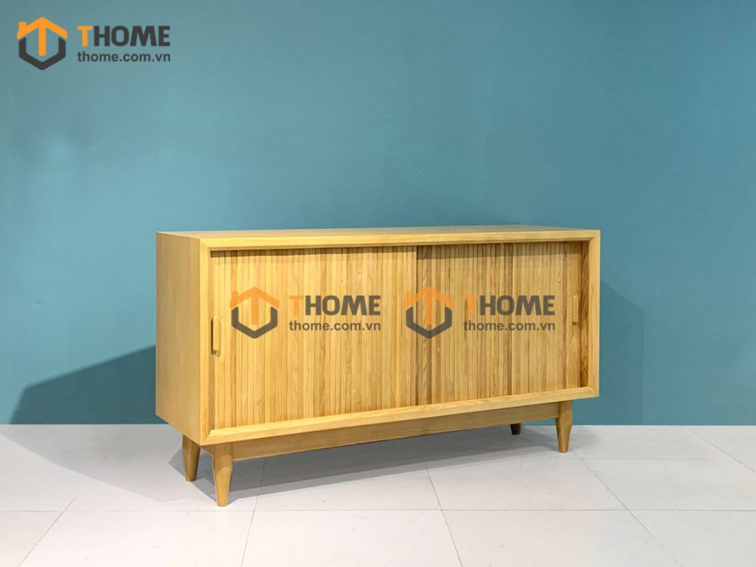 Tủ tivi gỗ sồi tự nhiên Momo 2 cánh trượt TTV-07SN