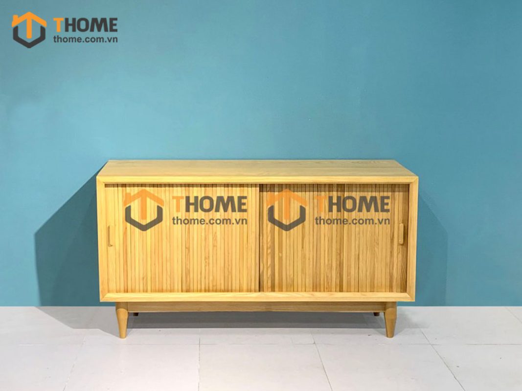 Tủ tivi gỗ sồi tự nhiên Momo 2 cánh trượt TTV-07SN