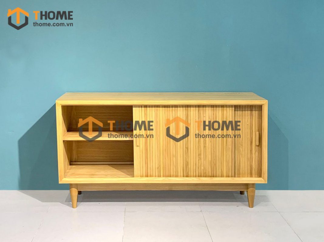 Tủ tivi gỗ sồi tự nhiên Momo 2 cánh trượt TTV-07SN