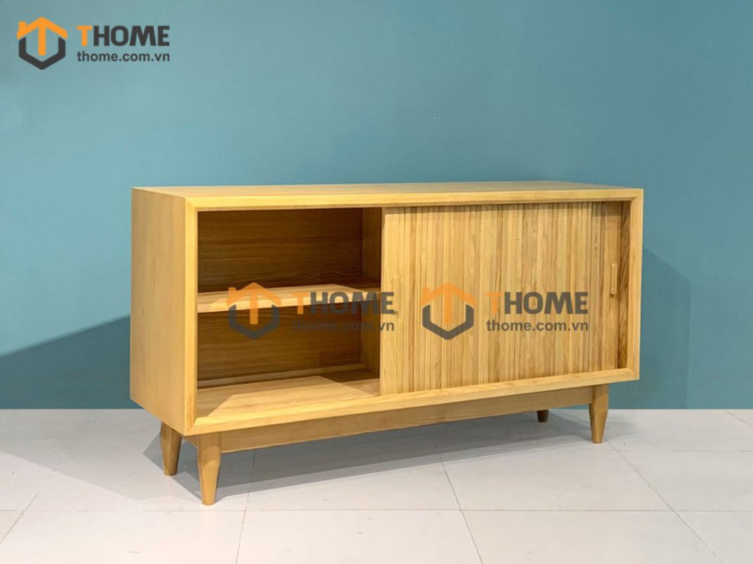 Tủ tivi gỗ sồi tự nhiên Momo 2 cánh trượt TTV-07SN