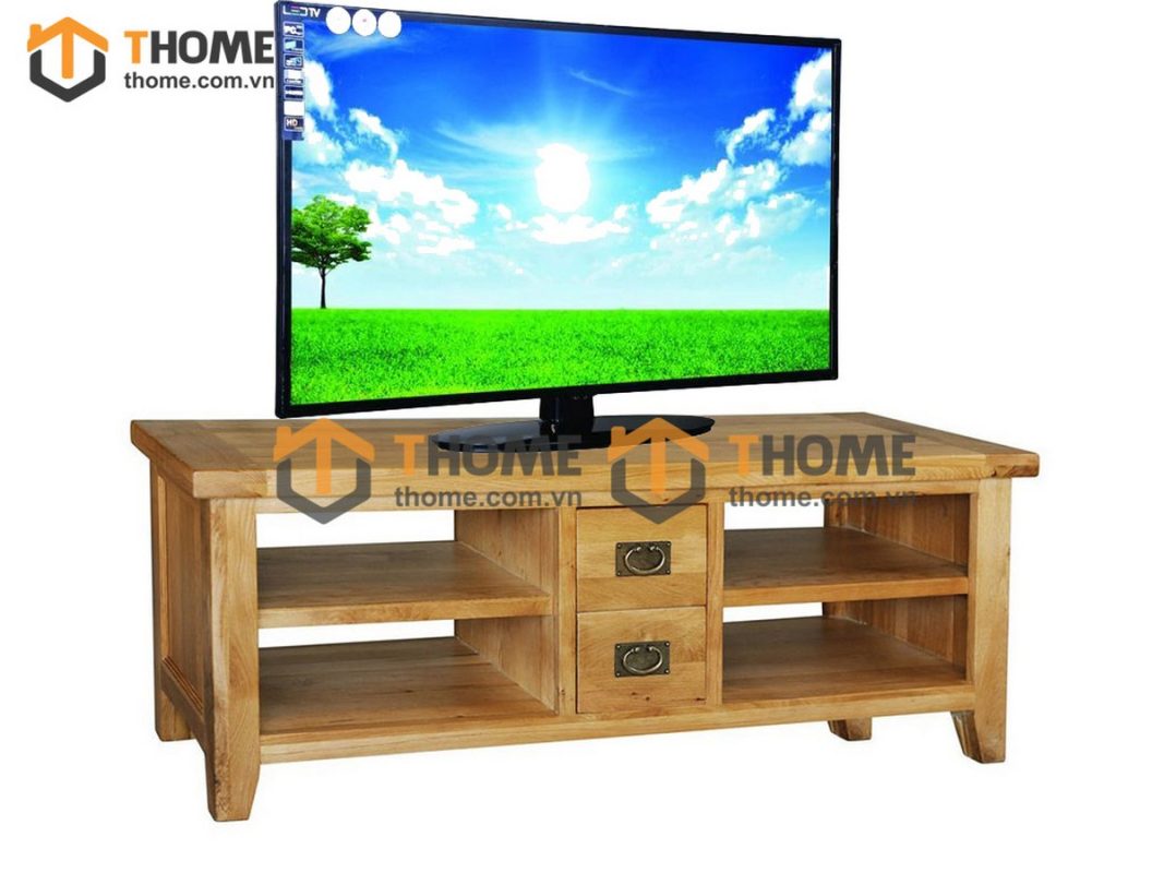 Tủ tivi gỗ sồi tự nhiên thấp 2 hộc kéo TTV-29SM
