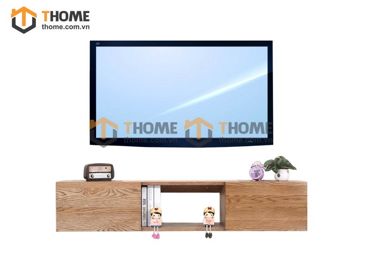 Tủ tivi treo gỗ sồi tự nhiên 2 cánh mở TTVTT-01SN