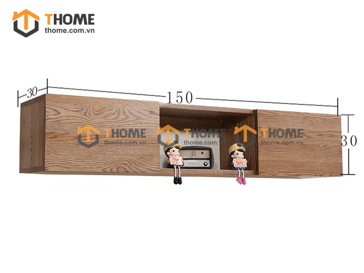Tủ tivi treo gỗ sồi tự nhiên 2 cánh mở TTVTT-01SN