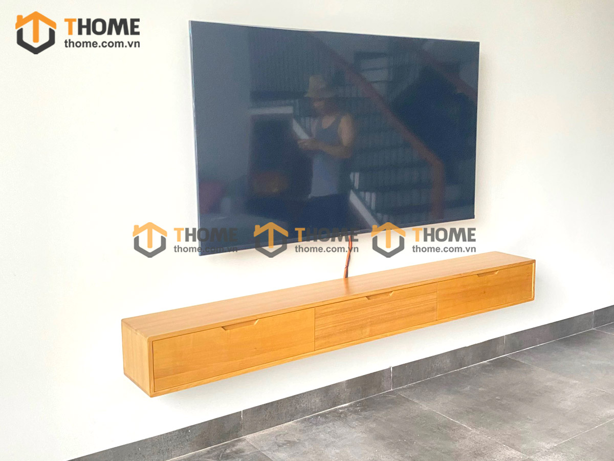 Tủ Tivi Treo Gỗ Sồi Tự Nhiên 3 Cánh Mở TTVTT-02SN