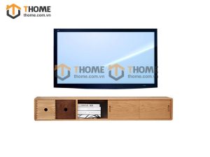 Tủ tivi treo gỗ sồi tự nhiên 2 hộc kéo TTVTT-04SN