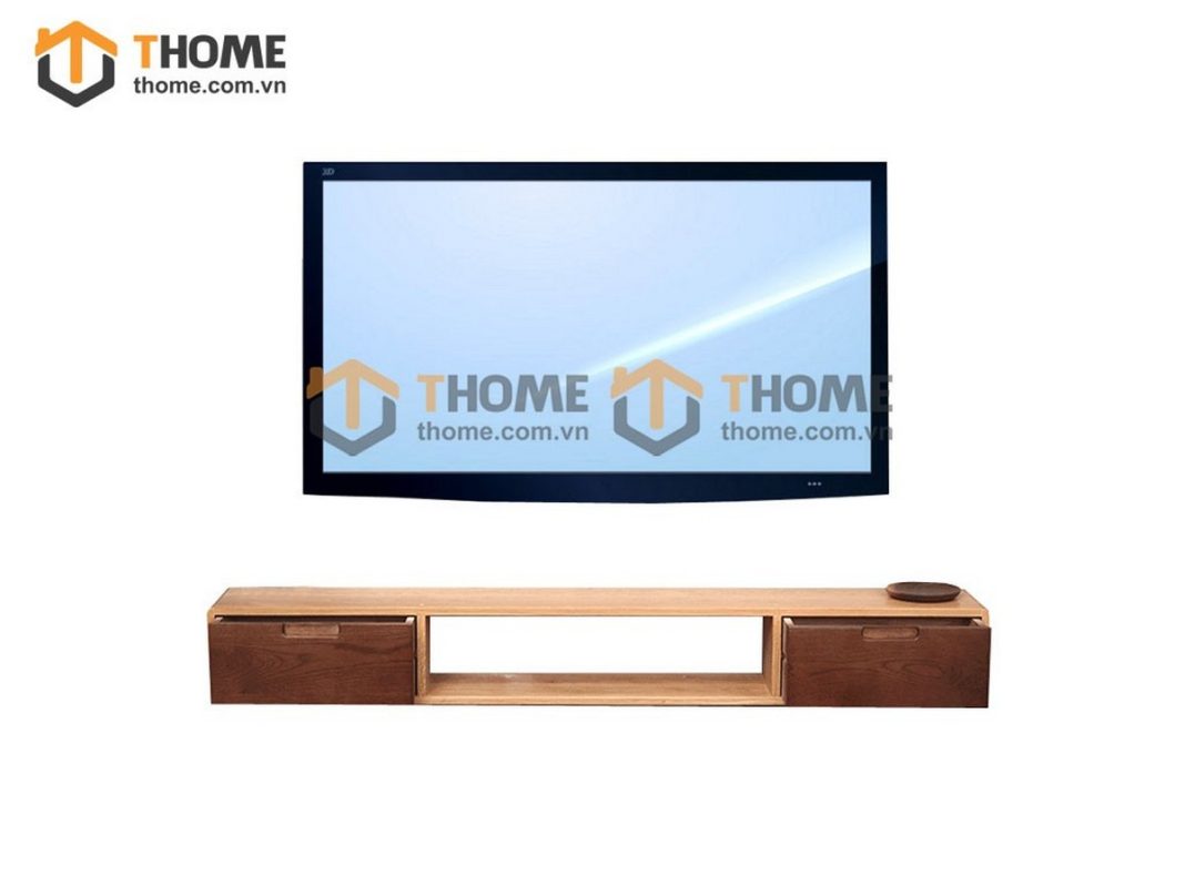 Tủ tivi treo gỗ sồi tự nhiên 2 hộc kéo TTVTT-05SN