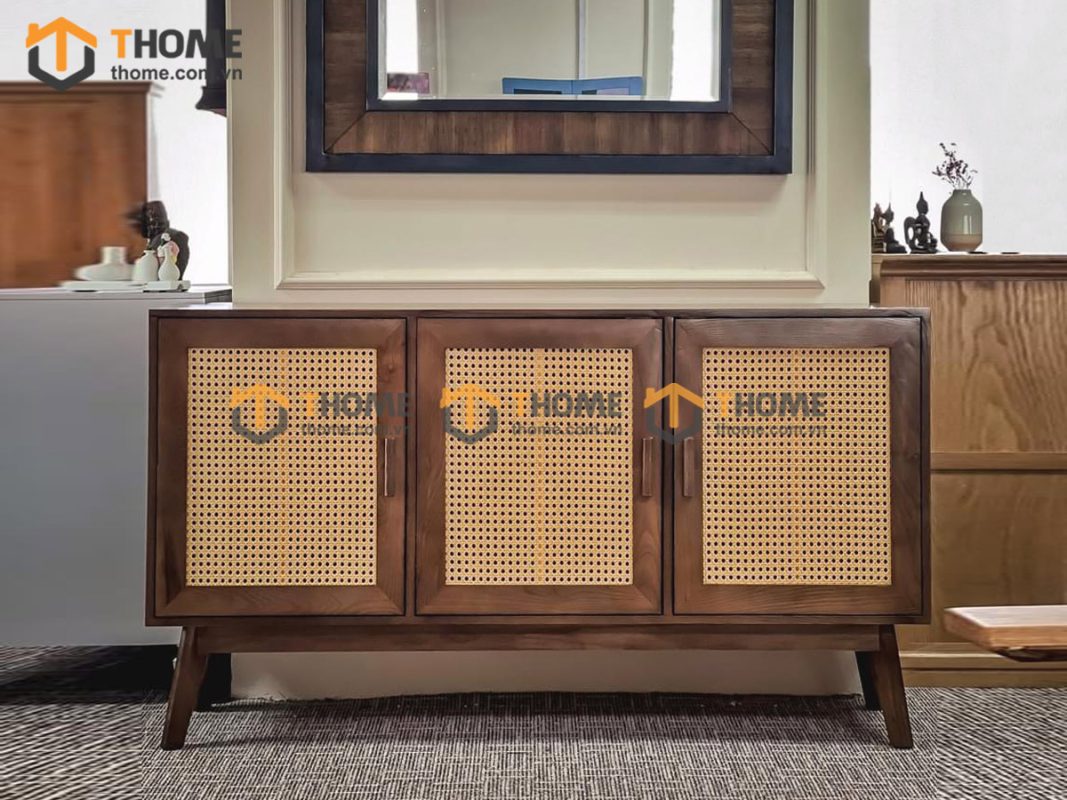 Hình ảnh thi công gỗ sồi tự nhiên showroom bằng mây TTTC-07SN