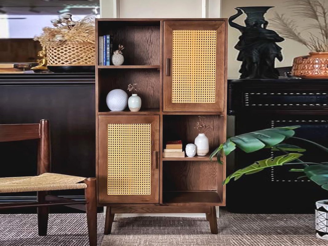 Hình ảnh thi công gỗ sồi tự nhiên showroom bằng mây TTTC-07SN