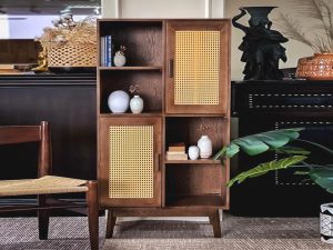 Hình ảnh thi công gỗ sồi tự nhiên showroom bằng mây TTTC-07SN