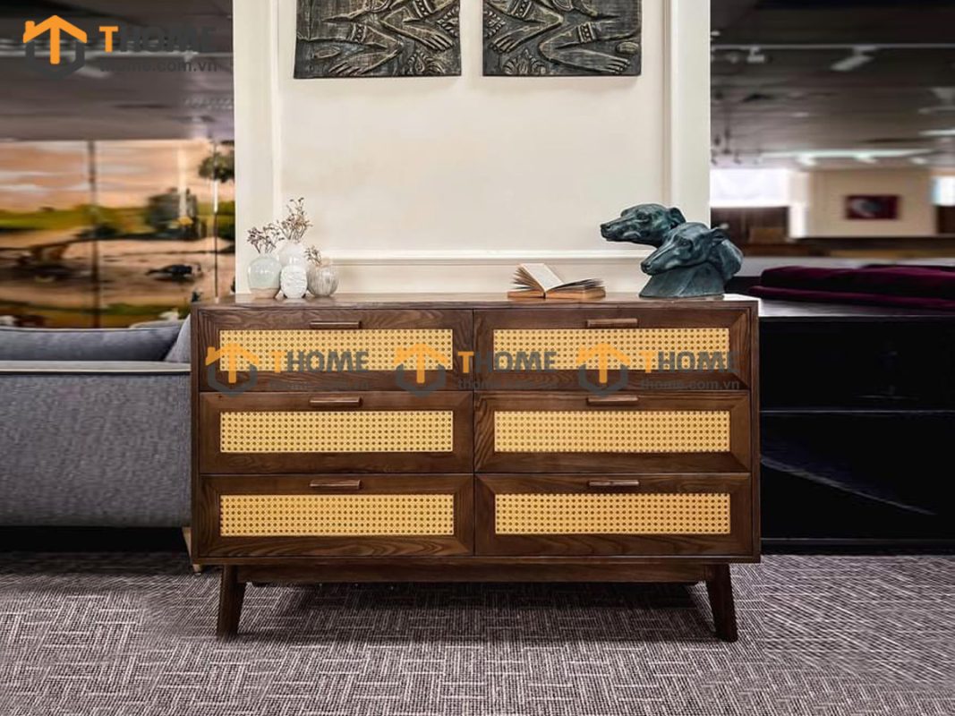 Hình ảnh thi công gỗ sồi tự nhiên showroom bằng mây TTTC-07SN