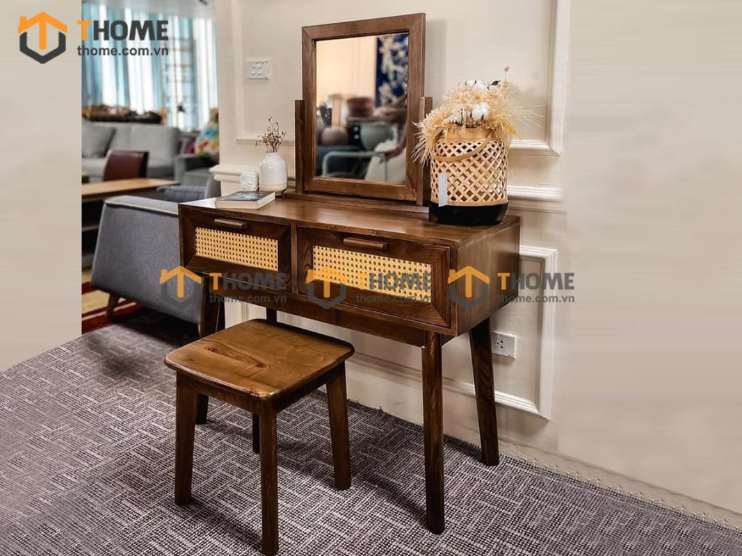 Hình ảnh thi công gỗ sồi tự nhiên showroom bằng mây TTTC-07SN