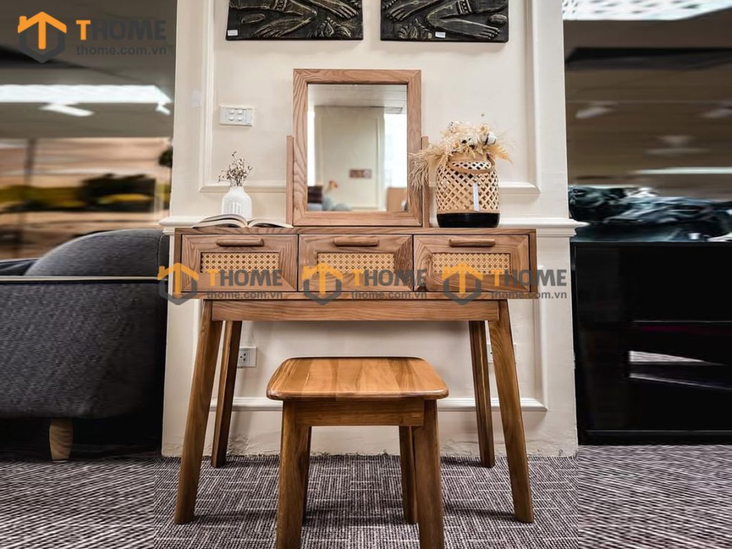 Hình ảnh thi công gỗ sồi tự nhiên showroom bằng mây TTTC-07SN