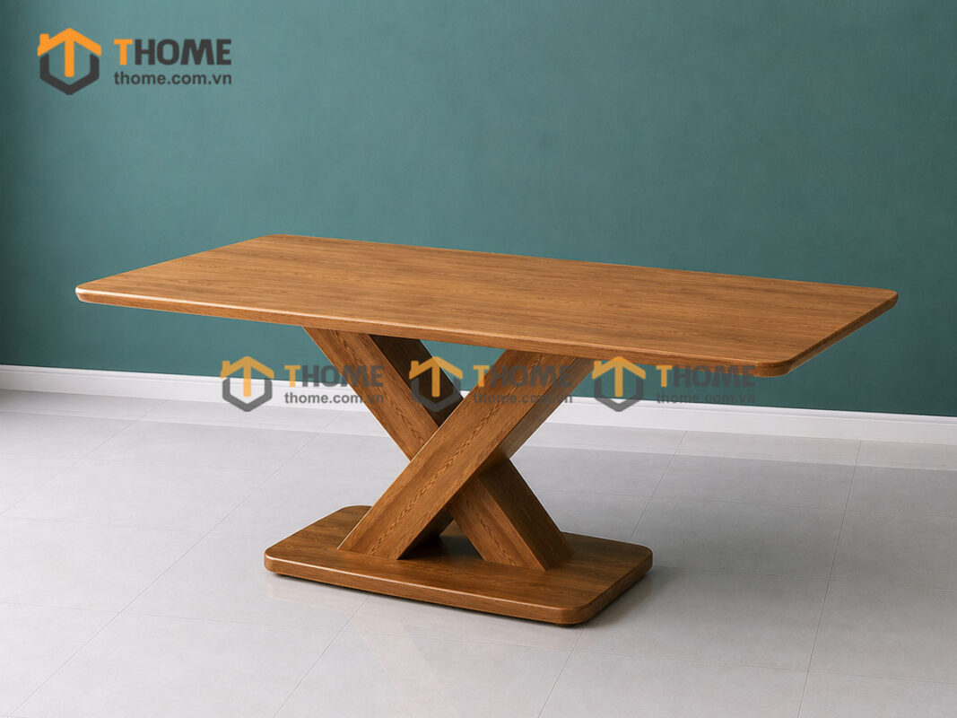 Bàn Ăn Gỗ Sồi Tự Nhiên Cosmo Chân X BAMG-22SN