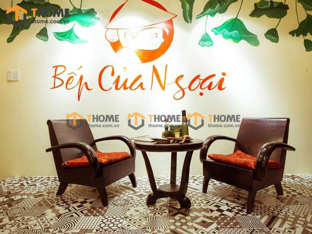Hình ảnh thi công gỗ sồi tự nhiên quán ăn BẾP CỦA NGOẠI TTTC-05CF