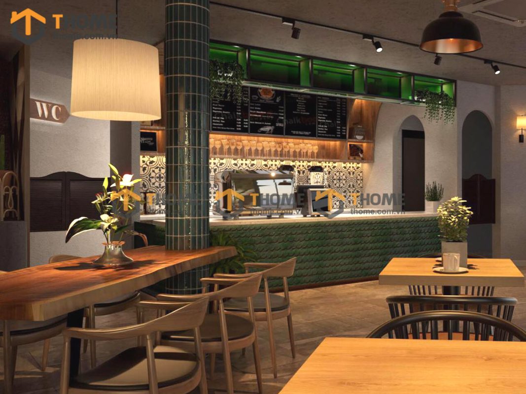 Hình ảnh thi công gỗ sồi tự nhiên quán cafe ISLAND Đảo Nổi TTTC-02CF
