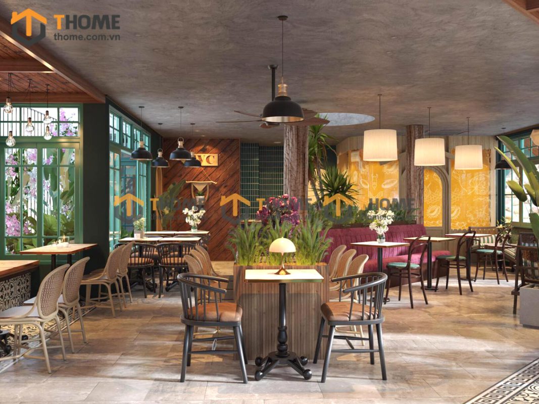 Hình ảnh thi công gỗ sồi tự nhiên quán cafe ISLAND Đảo Nổi TTTC-02CF