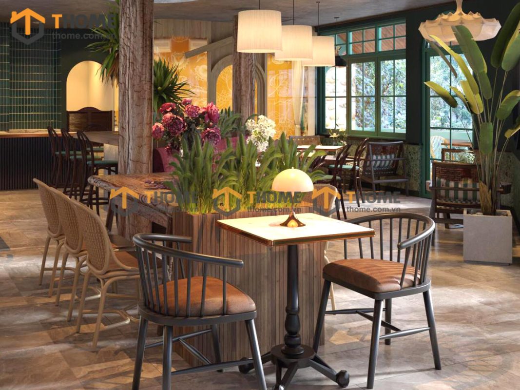 Hình ảnh thi công gỗ sồi tự nhiên quán cafe ISLAND Đảo Nổi TTTC-02CF