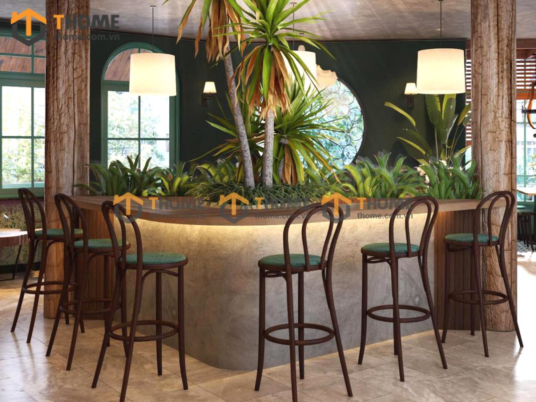 Hình ảnh thi công gỗ sồi tự nhiên quán cafe ISLAND Đảo Nổi TTTC-02CF