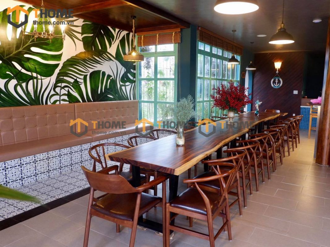 Hình ảnh thi công gỗ sồi tự nhiên quán cafe ISLAND Đảo Nổi TTTC-02CF
