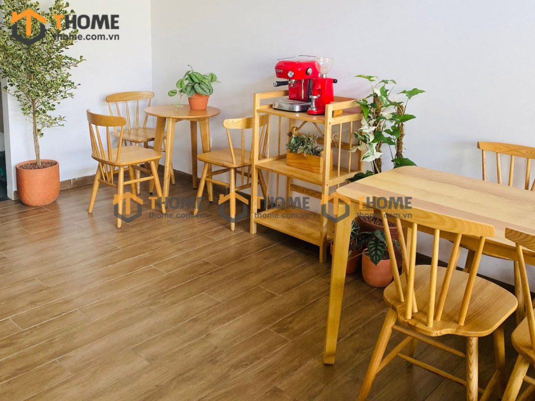 Hình ảnh thi công gỗ sồi tự nhiên quán cafe THE TIDY Nguyễn Văn Thoại TTTC-03CF