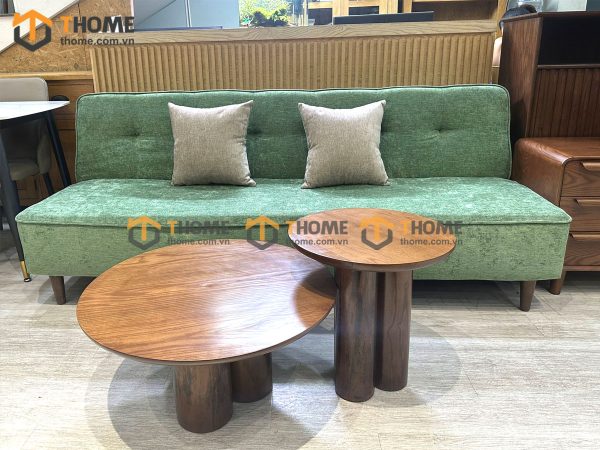 Bàn sofa gỗ sồi tự nhiên mặt trụ chân trụ mẹ bồng con BSFMG-32SN