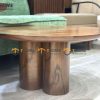 Bàn sofa gỗ sồi tự nhiên mặt trụ chân trụ mẹ bồng con BSFMG-32SN