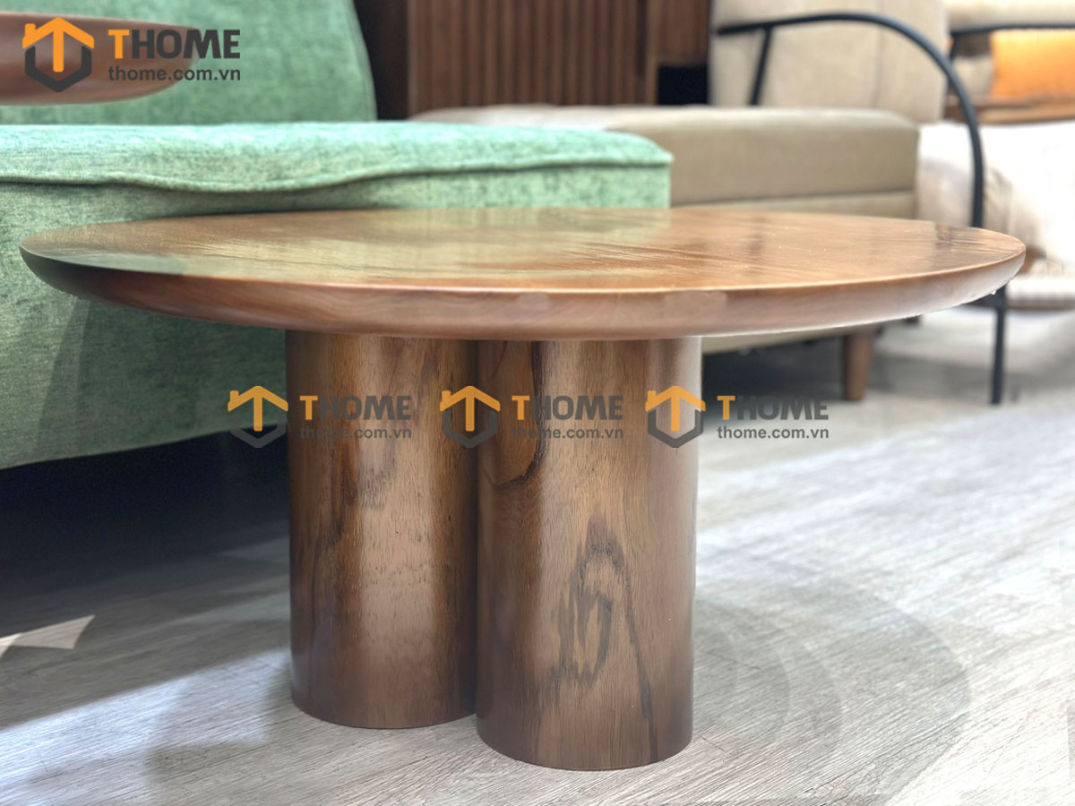 Bàn sofa gỗ sồi tự nhiên mặt trụ chân trụ mẹ bồng con BSFMG-32SN