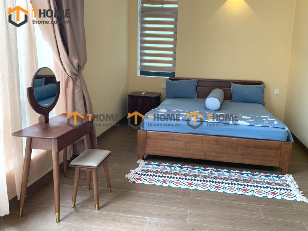 Bàn trang điểm gỗ sồi tự nhiên Titan 1 Hộc Kéo Nhỏ BTD-07SN