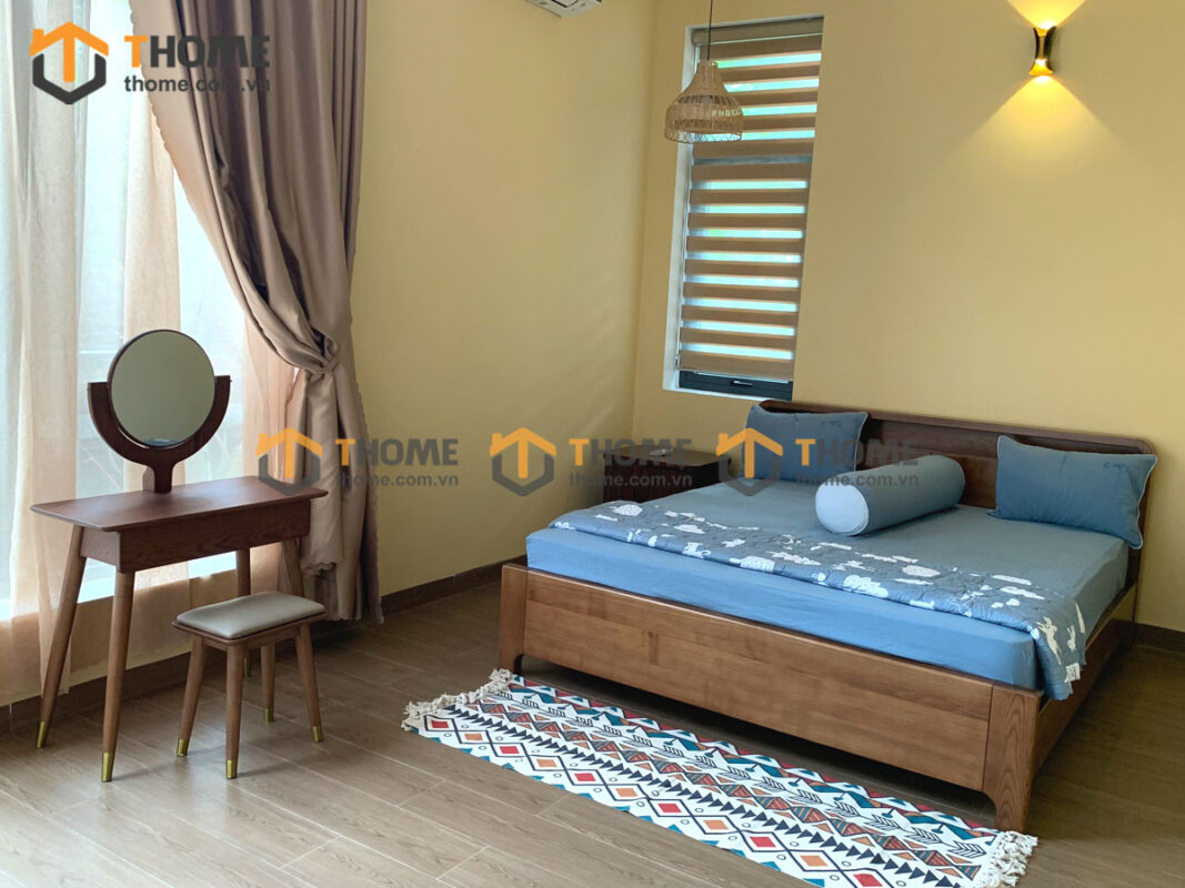Bàn trang điểm gỗ sồi tự nhiên Titan 1 Hộc Kéo Nhỏ BTD-07SN