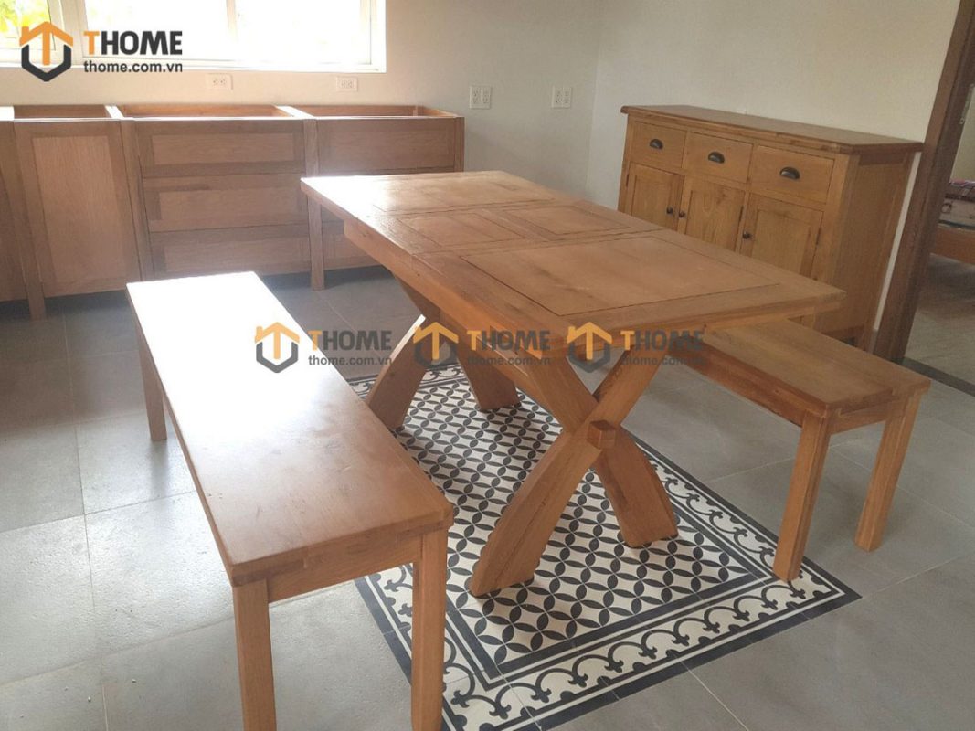 bộ bàn ghế gỗ sồi Mỹ
