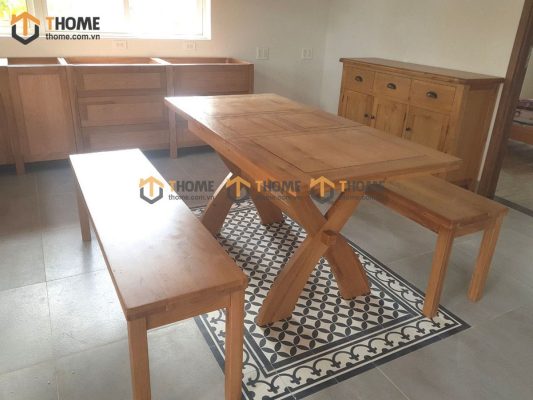 bộ bàn ghế gỗ sồi Mỹ