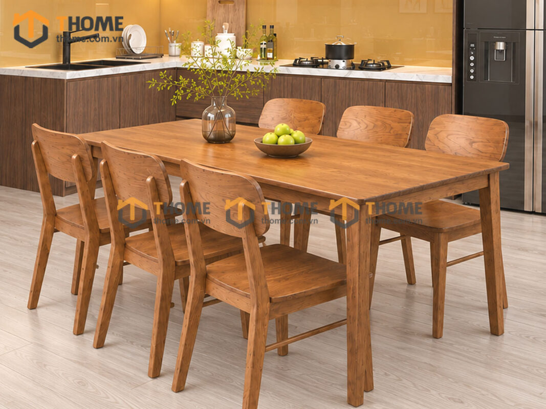 Thiết Kế Bộ Phòng Ăn Gỗ Sồi Tự Nhiên Số 01 Capri TKPA-01SN