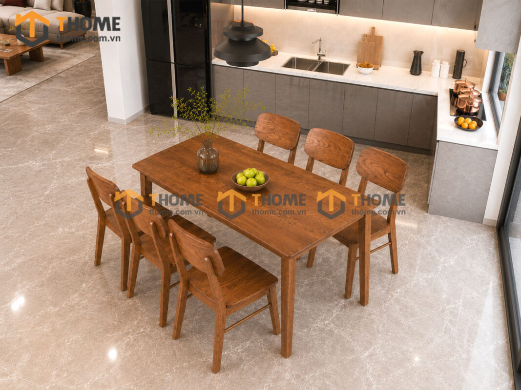 Thiết Kế Bộ Phòng Ăn Gỗ Sồi Tự Nhiên Số 01 Capri TKPA-01SN