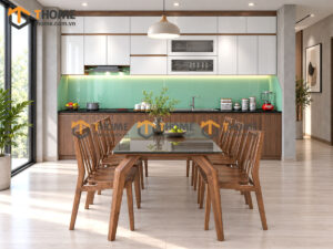Thiết Kế Bộ Phòng Ăn Số 02 Cánh Melamin Thùng Nhựa Trắng TKPA-02SN