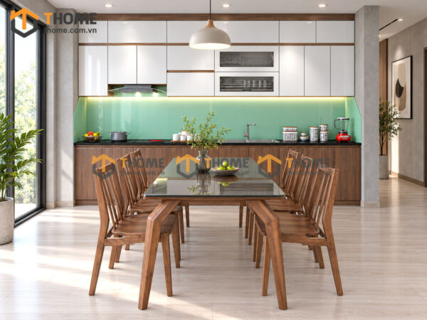 Thiết Kế Bộ Phòng Ăn Số 02 Cánh Melamin Thùng Nhựa Trắng TKPA-02SN