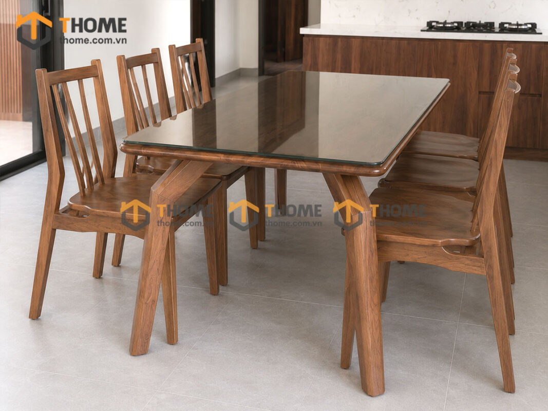 Thiết Kế Bộ Phòng Ăn Gỗ Sồi Tự Nhiên Số 02 Chân Nhện TKPA-02SN