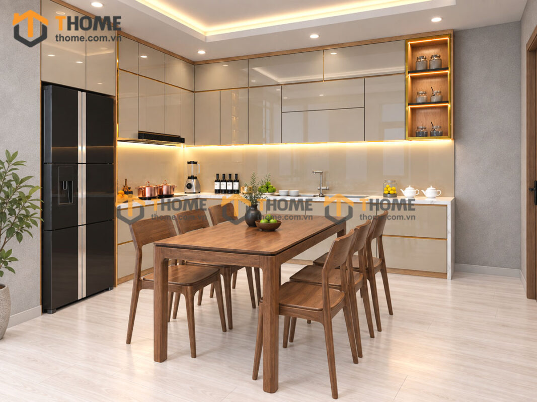 Thiết Kế Bộ Phòng Ăn Số 03 Cánh Acrylic TKPA-03SN