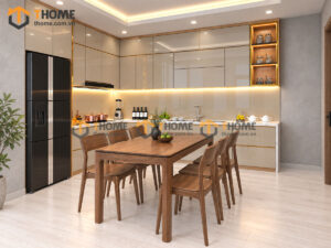 Thiết Kế Bộ Phòng Ăn Số 03 Cánh Acrylic TKPA-03SN