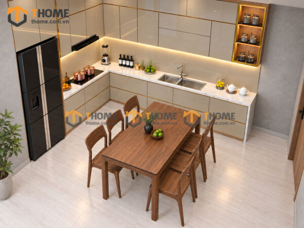 Thiết Kế Bộ Phòng Ăn Số 03 Cánh Acrylic TKPA-03SN