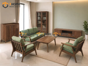 Thiết Kế Bộ Phòng Khách Gỗ Sồi Tự Nhiên Số 02 Chân Quỳ TKPK-02SN