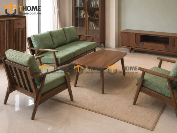Thiết Kế Bộ Phòng Khách Gỗ Sồi Tự Nhiên Số 02 Chân Quỳ TKPK-02SN
